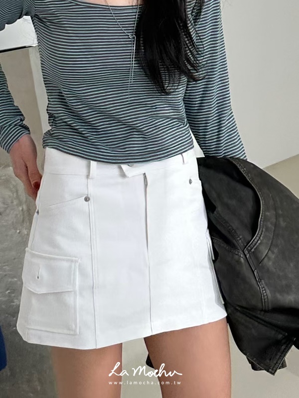 中腰銀釦雙口袋褲裙 (闆娘.花花清單)